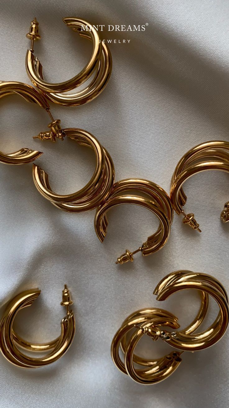 Triple Layer Golden Hoops