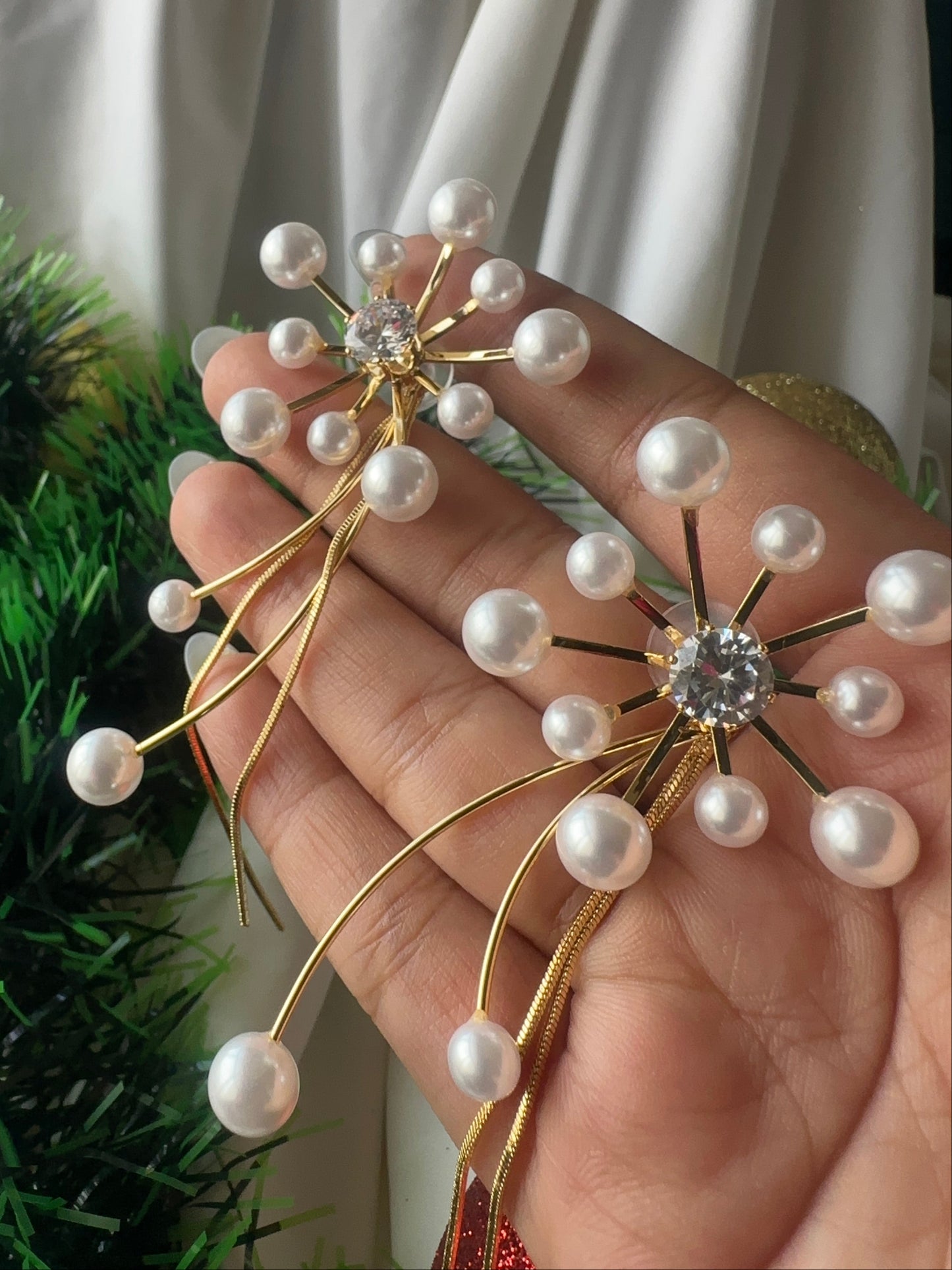 Stardust Pearl Drop Earrings