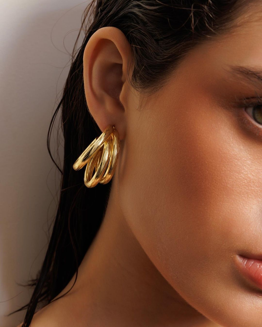 Triple Layer Golden Hoops