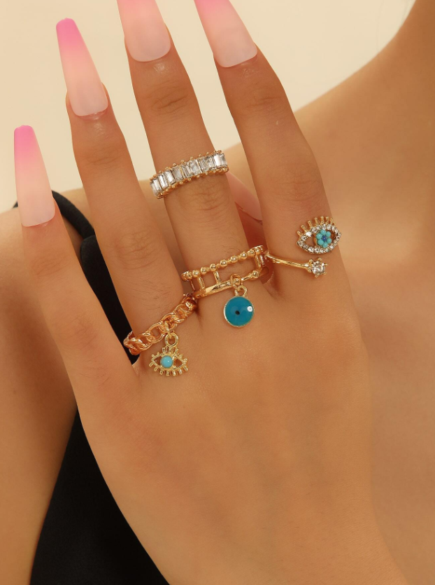 Boho Evil Eye Stack Rings