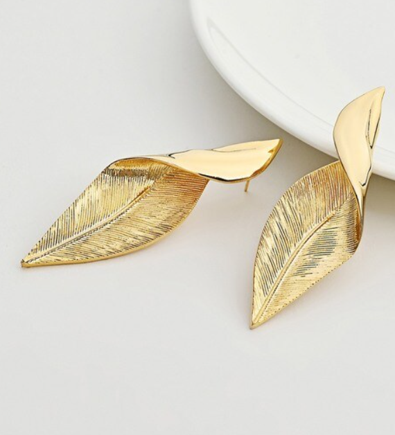 Crafted Leaf Statement Earrings