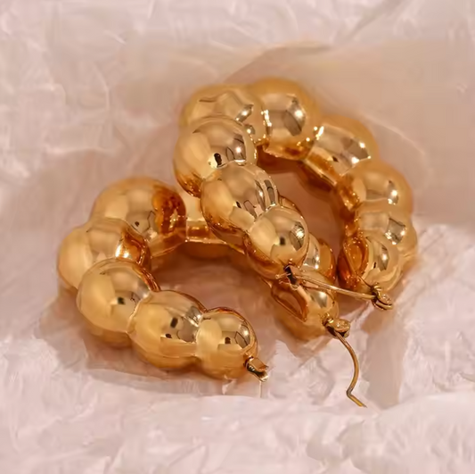 Beaded Chunky Hoop Earrings