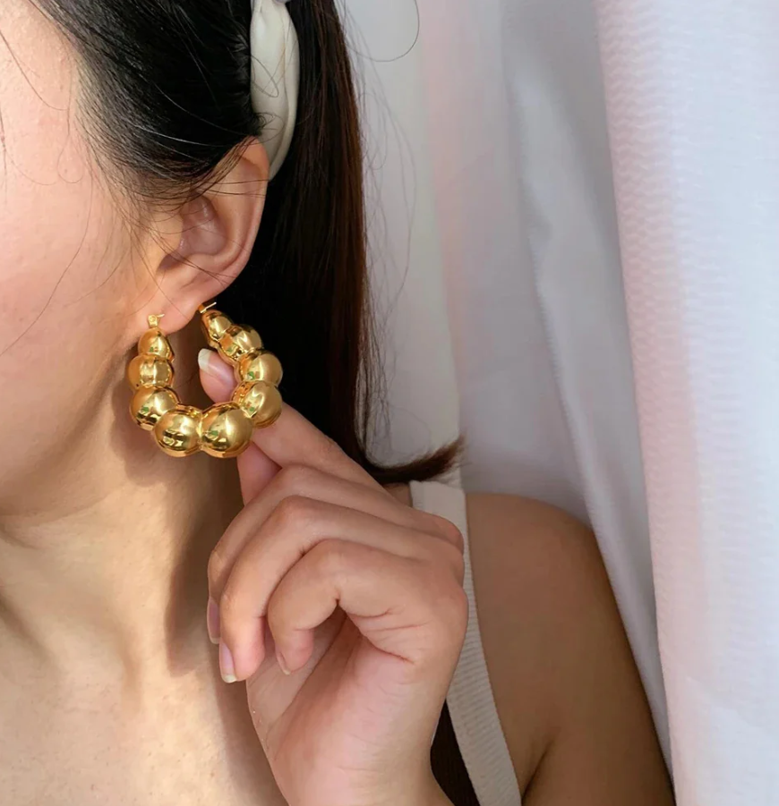 Beaded Chunky Hoop Earrings