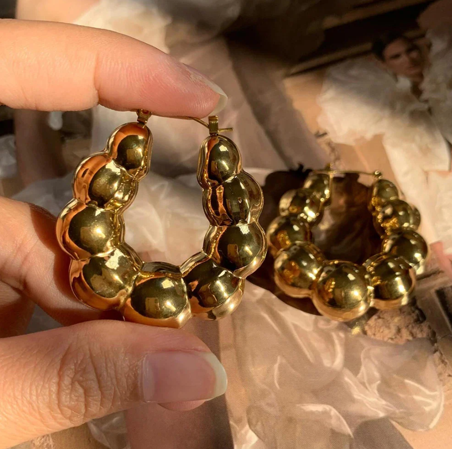 Beaded Chunky Hoop Earrings