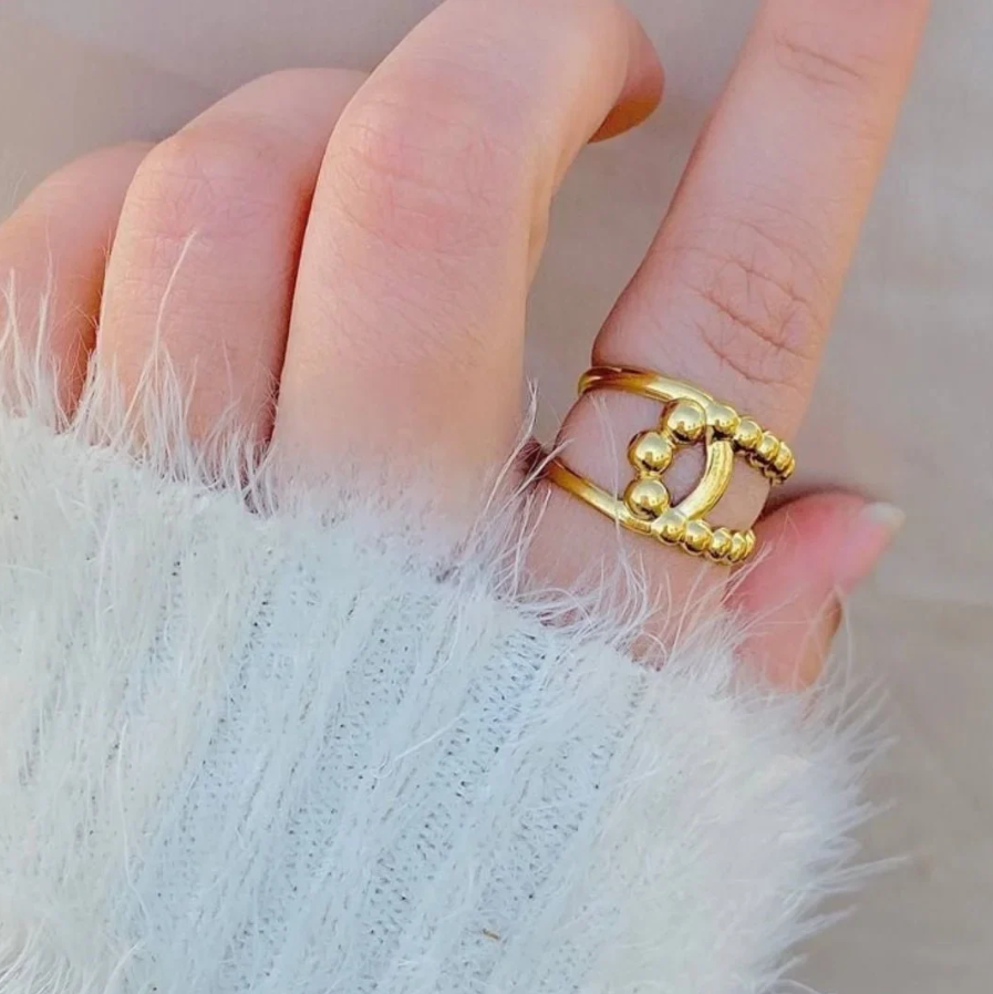 Beaded Twist Band Ring