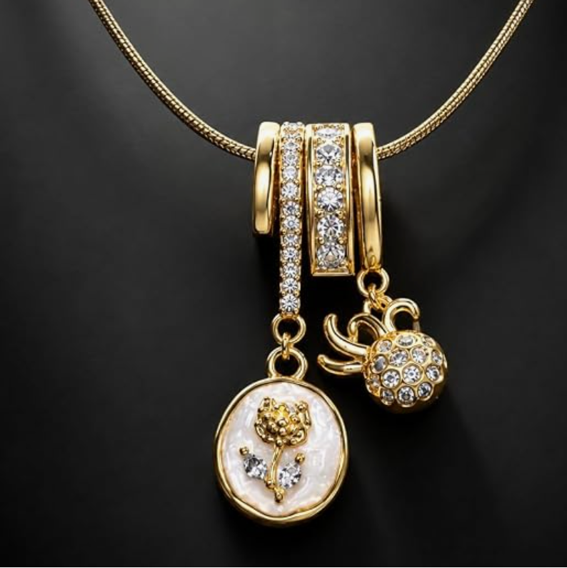 Vintage Rose Charm Necklace