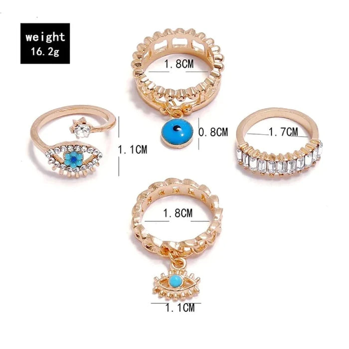 Boho Evil Eye Stack Rings