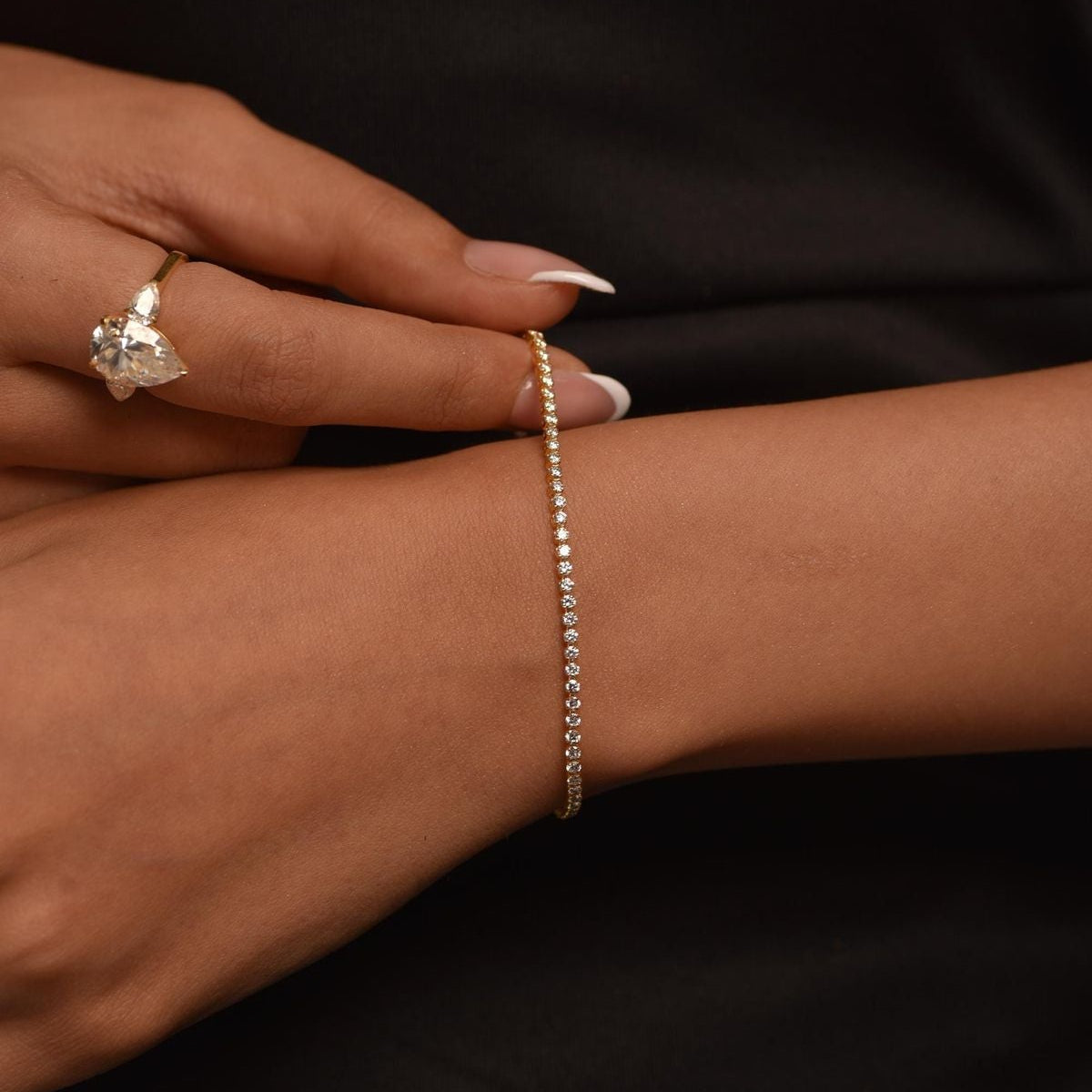 Rhinestone Tennis Wristlet Stretchable Bracelet