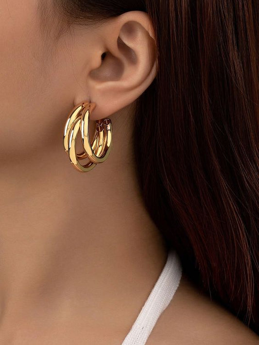 Triple Layer Golden Hoops