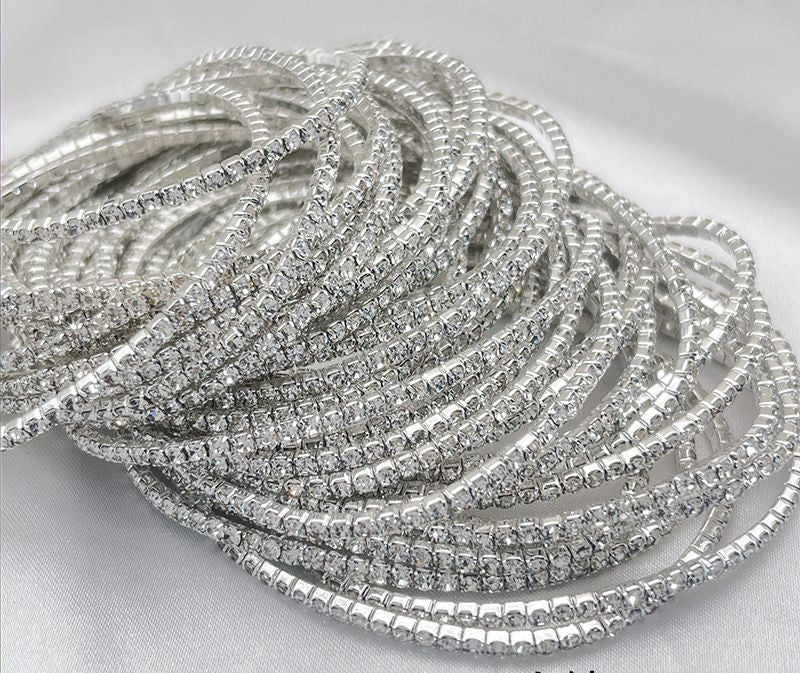 Rhinestone Tennis Wristlet Stretchable Bracelet