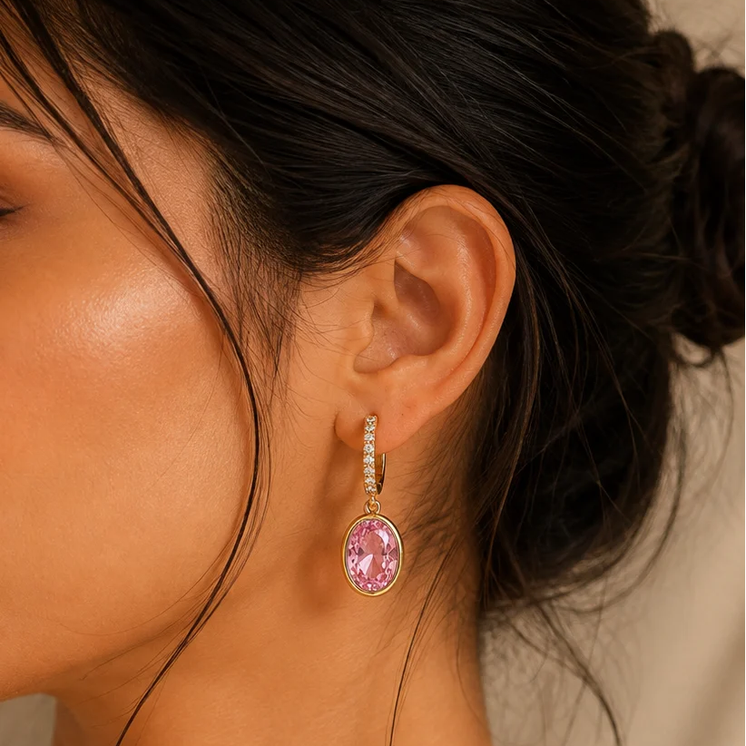 Rosé Crystal Drop Earrings