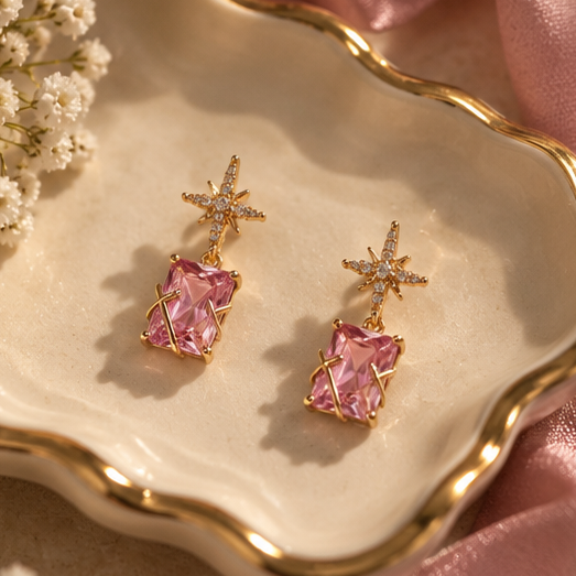 Starlight Pink Drop Earrings
