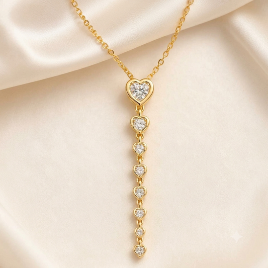 Heart Drop Necklace & Earrings Jewelry Set