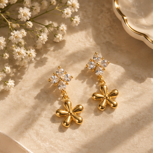 Flora Crystal Drizzle Drop Earrings