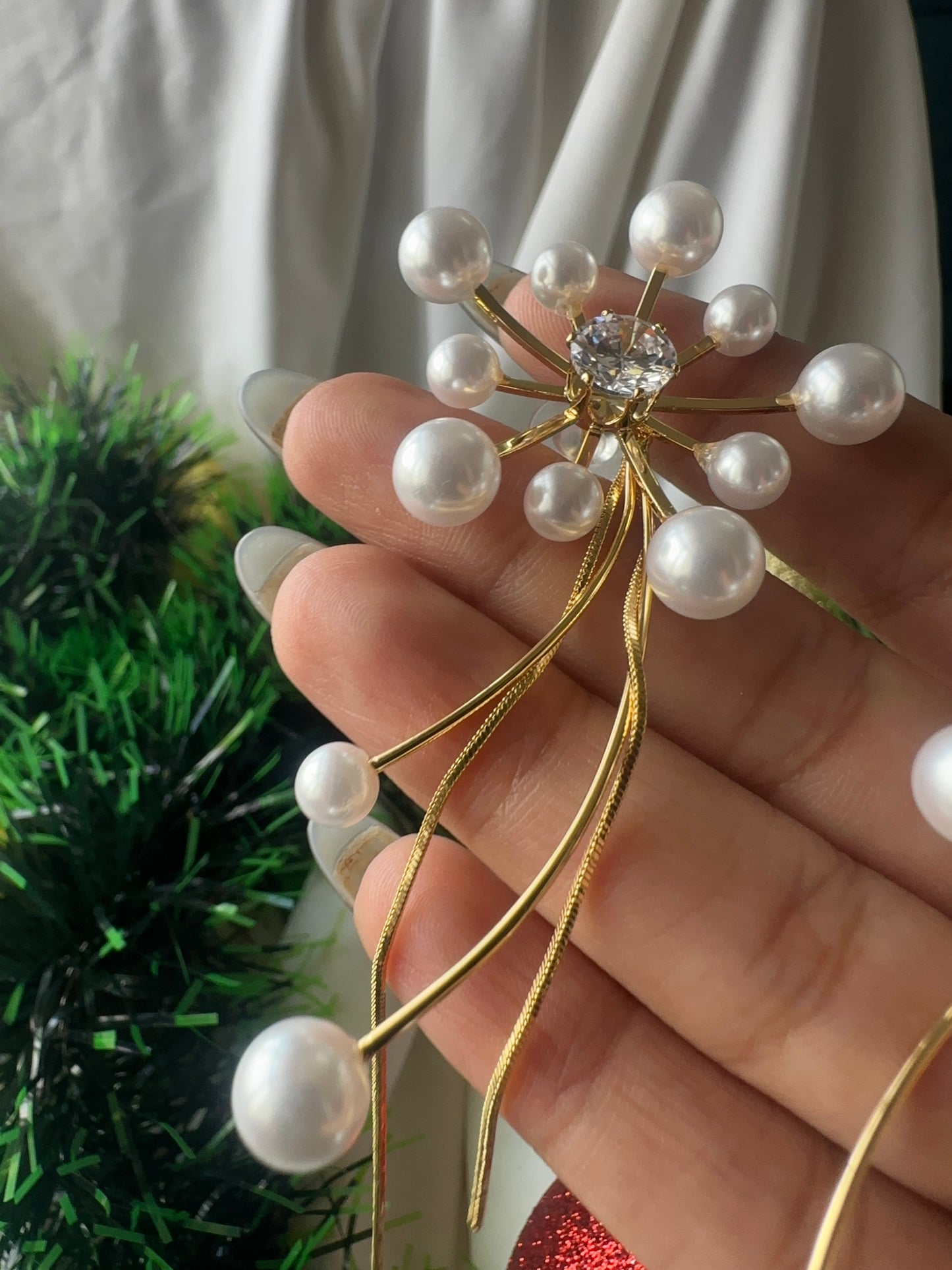 Stardust Pearl Drop Earrings