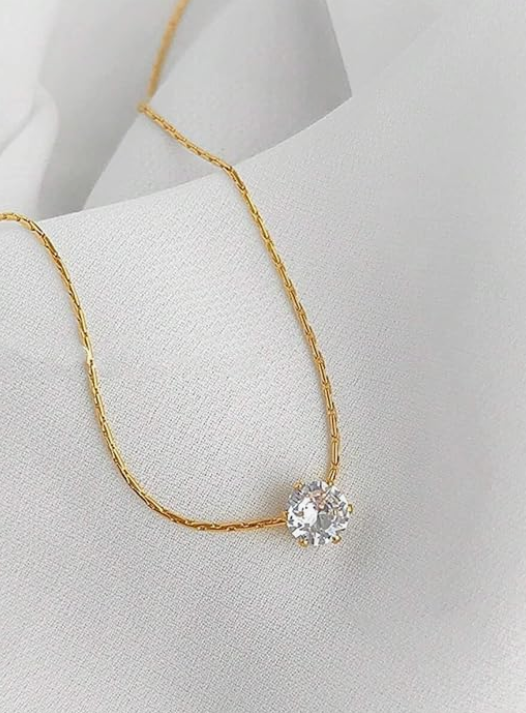 Minimal Solitaire Necklace
