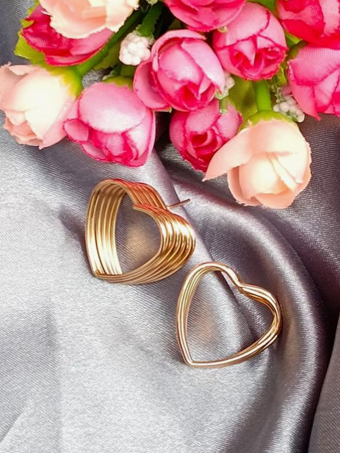 Geometric Heart Stud Earrings