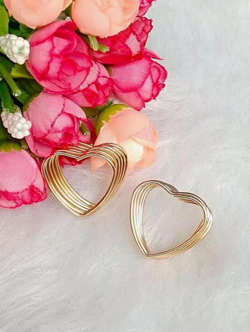 Geometric Heart Stud Earrings