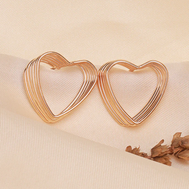 Geometric Heart Stud Earrings