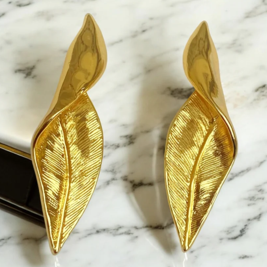 Crafted Leaf Statement Earrings