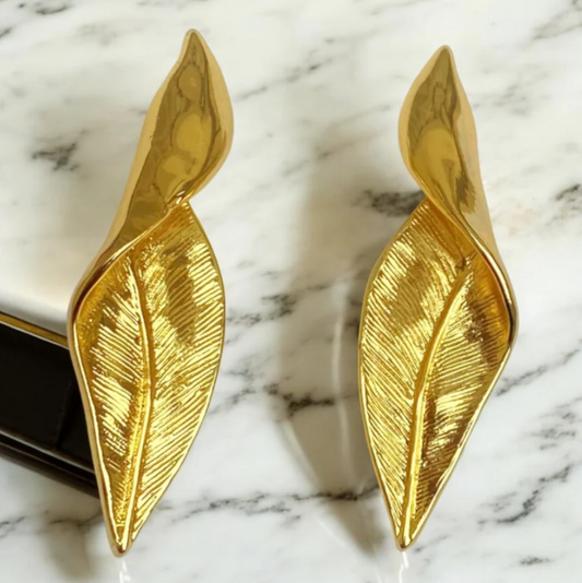 Crafted Leaf Statement Earrings