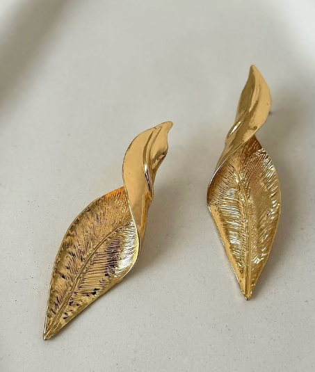 Crafted Leaf Statement Earrings