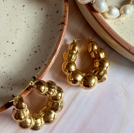 Beaded Chunky Hoop Earrings