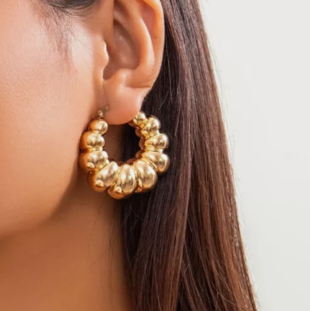 Beaded Chunky Hoop Earrings