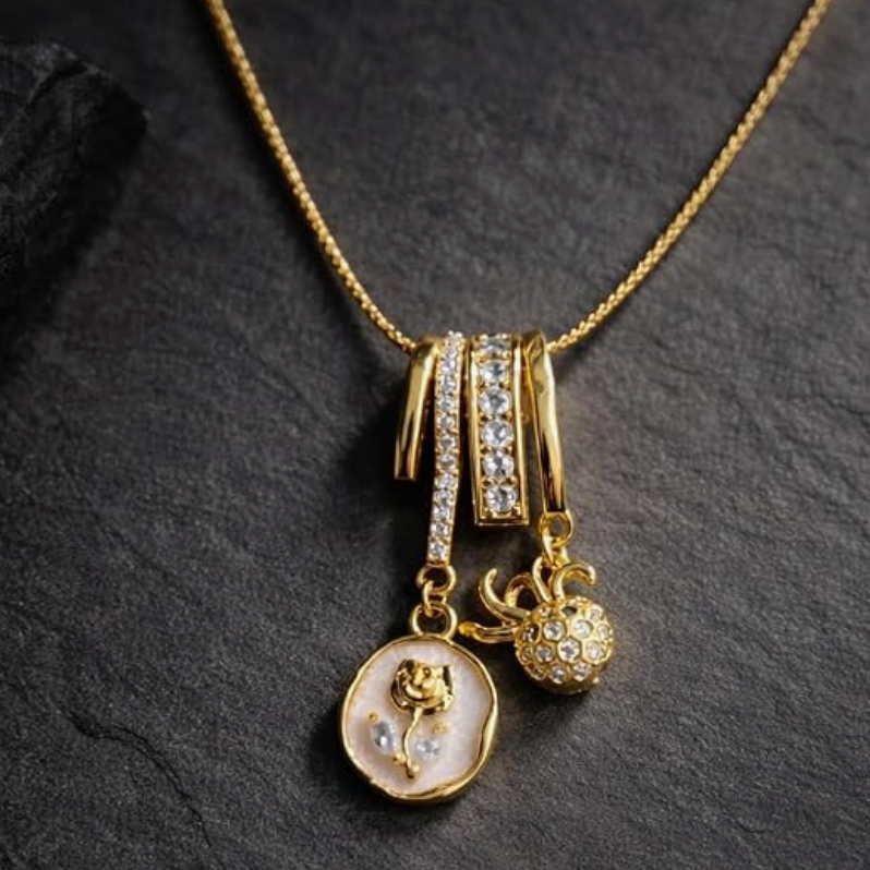 Vintage Rose Charm Necklace