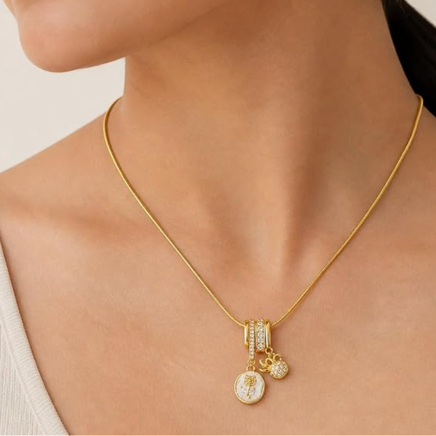 Vintage Rose Charm Necklace