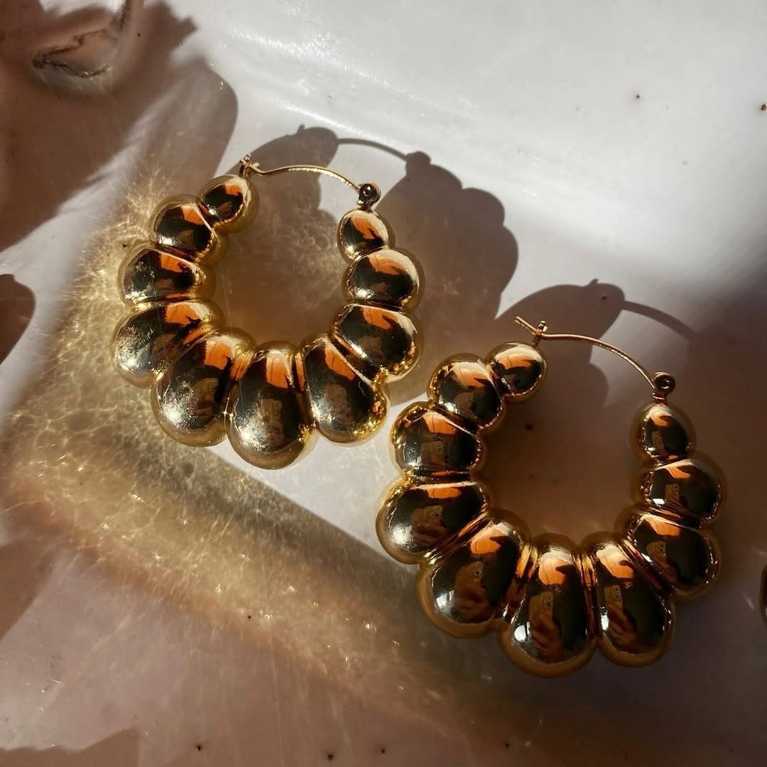 Beaded Chunky Hoop Earrings