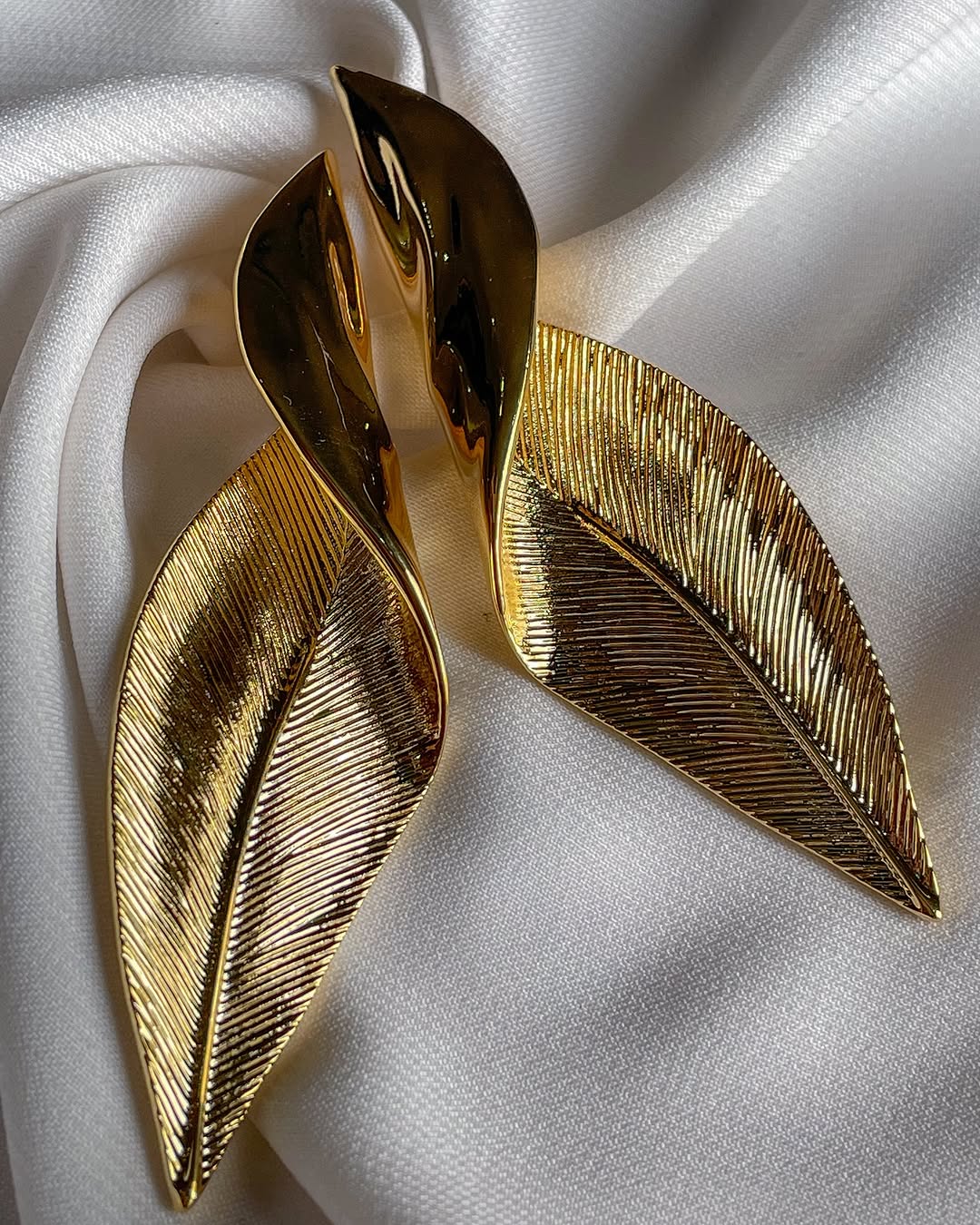 Crafted Leaf Statement Earrings