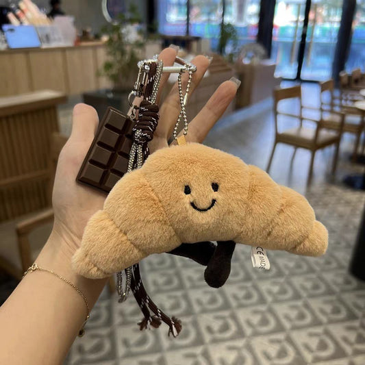 Plush Croissant & Chocolate Bar Bag Charm / Keychain