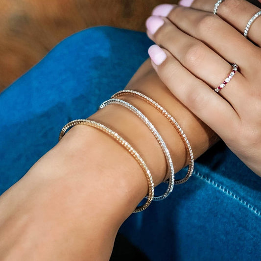 Rhinestone Tennis Wristlet Stretchable Bracelet