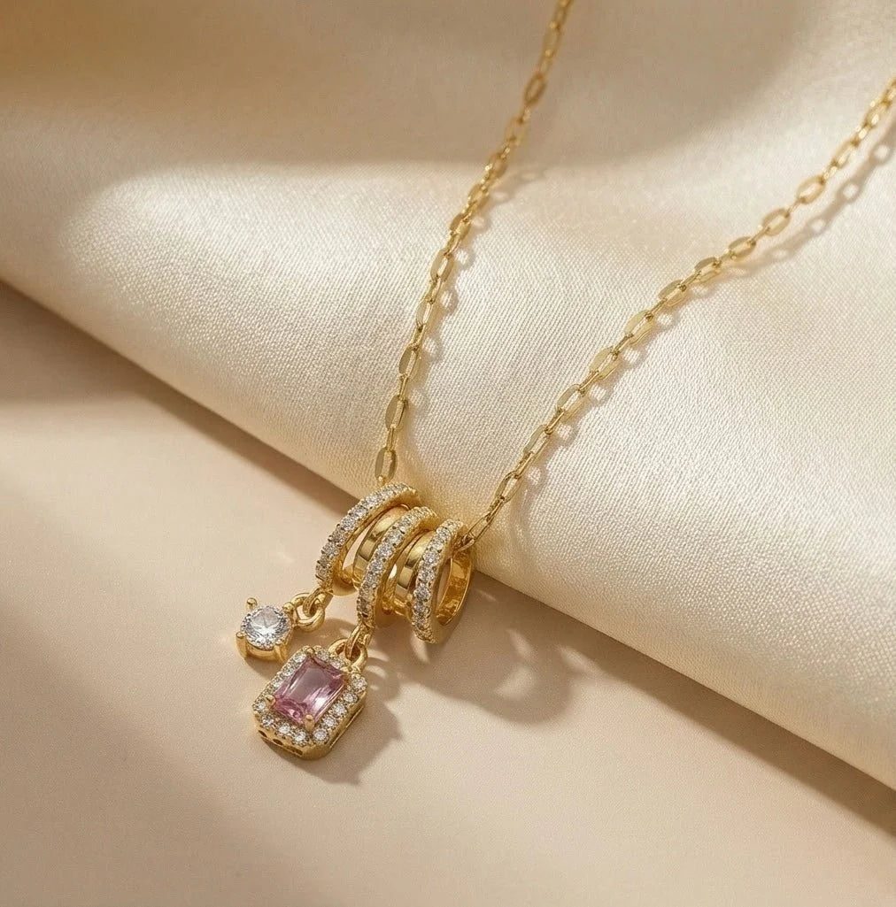 Blush Starlight Ring Drop Necklace