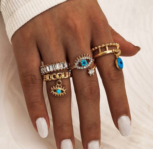 Boho Evil Eye Stack Rings